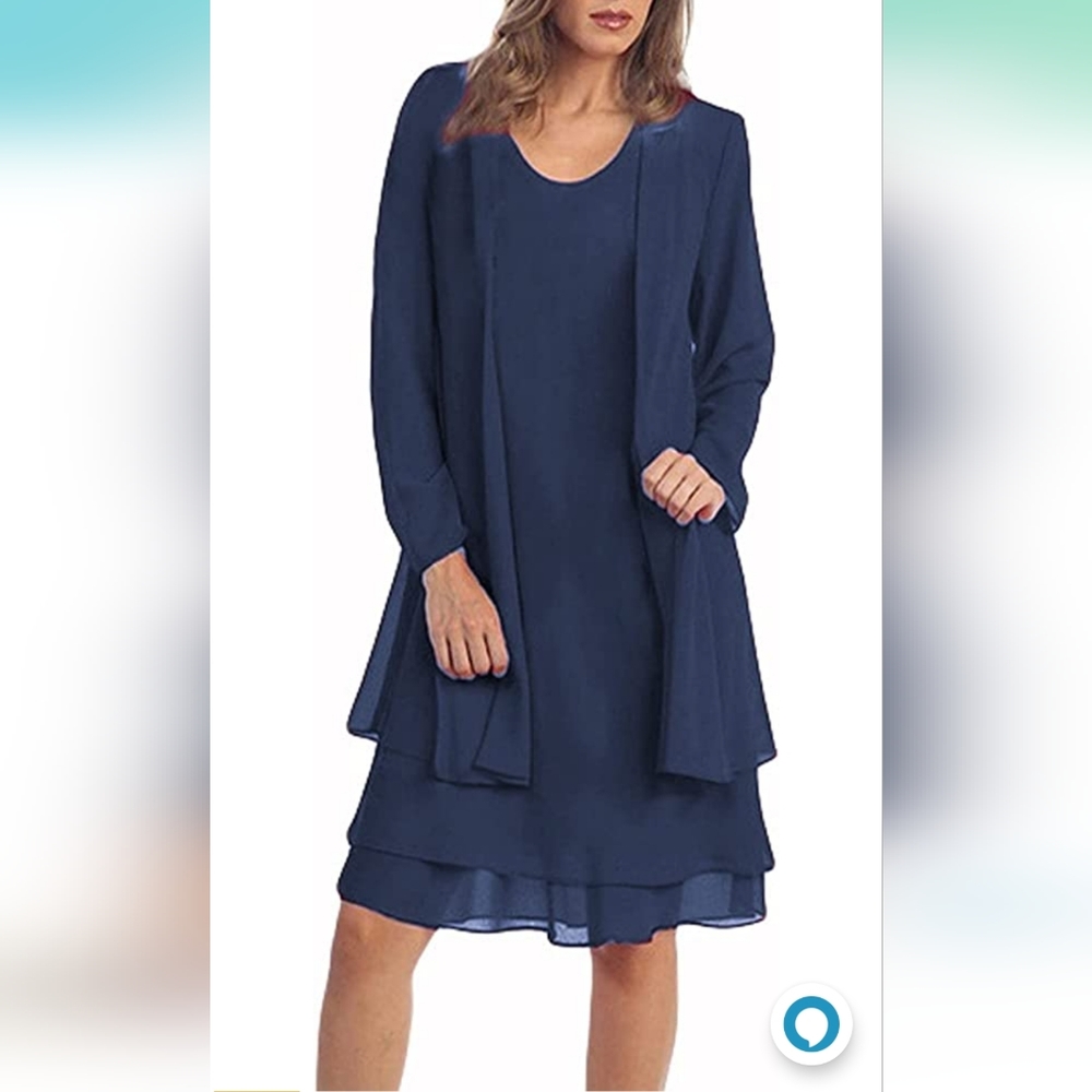 Formal Dress Two Piece Cardigan Chiffon Cocktail Mother of The Bride